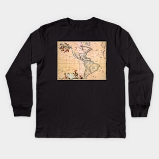 Antique Map of the Americas by Nicolaes Visscher, 1658 Kids Long Sleeve T-Shirt